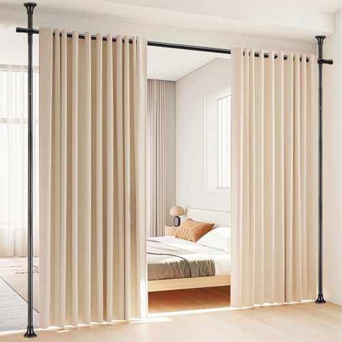 Adjustable Tension Room Divider Rod, No-Drilling Floor to Ceiling Partition