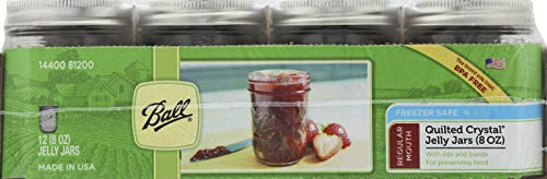 Quilted Crystal Glass Jelly Jars with Lids & Bands - 8 oz, 12 Pack