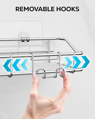 Nieifi 2-Pack Silver Shower Caddies Adhesive Bathroom Shelves, Rustproof Stainless Steel