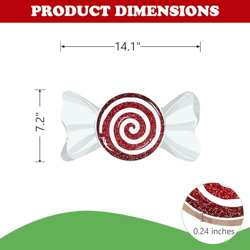 Christmas Red Peppermint Candy Front Door Sign - Xmas Glitter White, Candy Variation