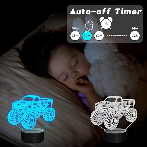 3D Monster Truck LED Night Light with Remote Control and Timer
