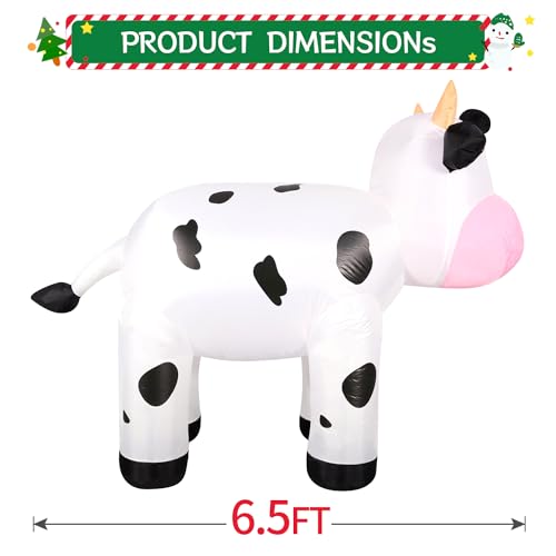 6.5 FT Inflatable Christmas Cow Outdoor Decor with Built-in LED Lights