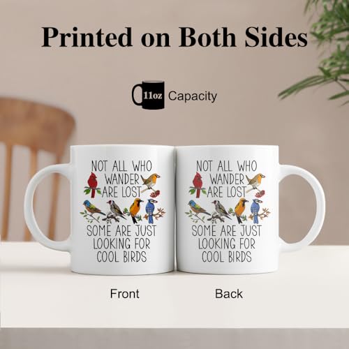 Not All Who Wander Are Lost Bird Mug 11oz - White - Bird Watching Gift
