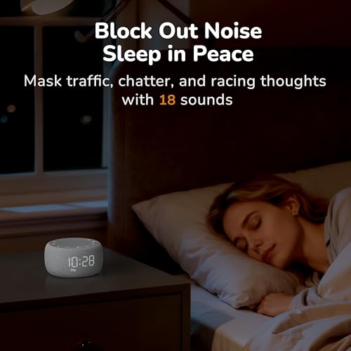 2-in-1 Alarm Clock with White Noise Sound Machine & Ambient Night Light