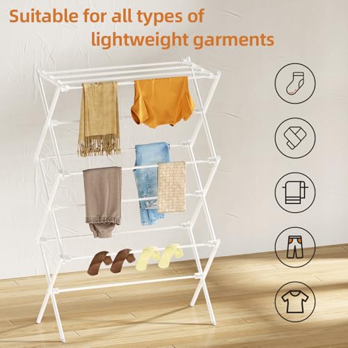 3-Tier Foldable Clothes Drying Rack - Compact Rust-Resistant Metal Laundry Stand