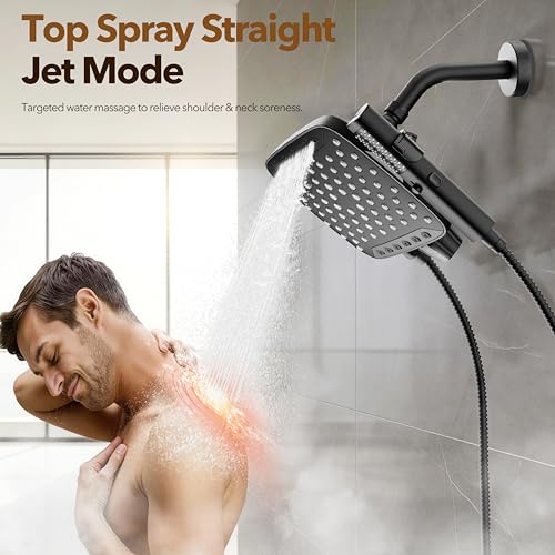 10-Inch Dual Shower Head Combo with Handheld Spray, Matte Black