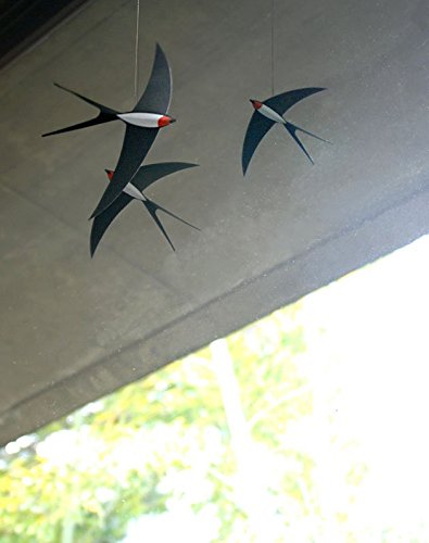 3 Swallow Hanging Mobile - 20-Inch Handmade Danish Art Decoration