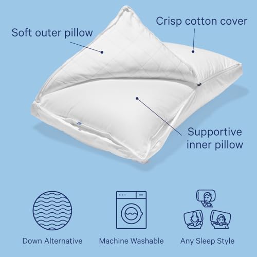 Down-Alternative Bed Pillow for All Sleep Positions - Ergonomic Support