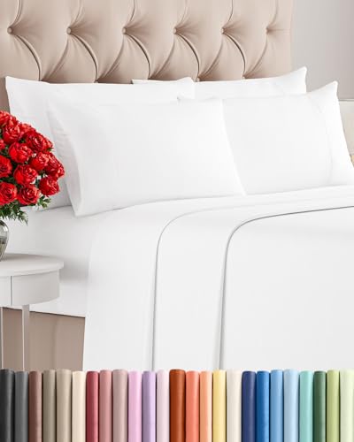 CGK Unlimited Queen 6-Piece Cooling Bed Sheet Set - White Deep Pocket
