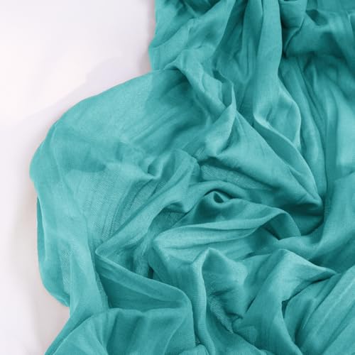 Teal Green Cheesecloth Table Runner, 35 x 120 Inch Boho Gauze Table Decor