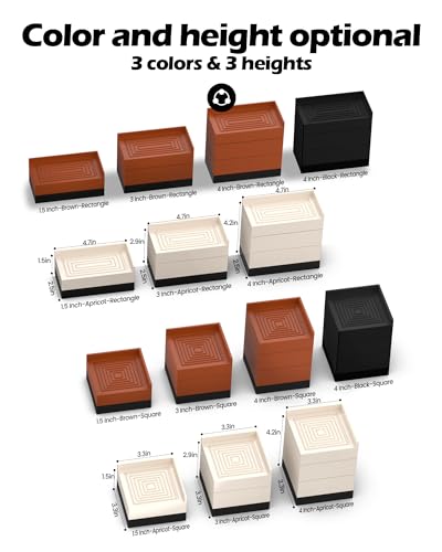 Heavy Duty Adjustable Furniture Risers - Stackable Bed & Table Lifts (Set of 4)