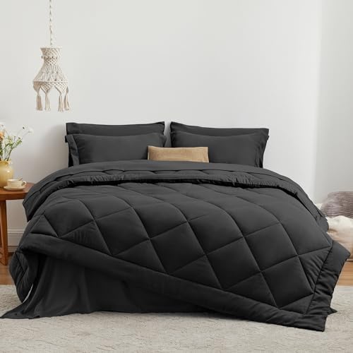 Love's Cabin King Size Comforter Set Black 7-Piece Bed in a Bag