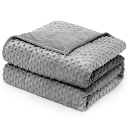 15 lbs Weighted Blanket 48"x72" Twin Size Grey Minky Dot Heavy Throw