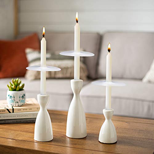 20 Pack Unscented White Church Candles with Drip Protectors for Vigil & Religious Services