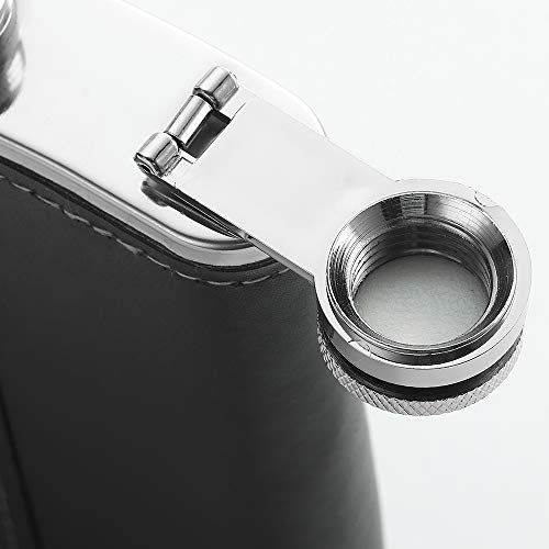 8oz Stainless Steel American Flag Flask with Leather Cover and Funnel – Leak-Proof Liquor Bottle for Travel & Gifting