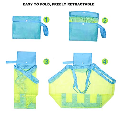 Large Mesh Beach Bag for Toys - Foldable Sand-Filtering Tote for Kids