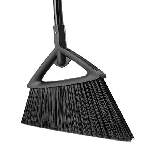 Heavy-Duty Outdoor & Indoor Angle Broom with 57-Inch Long Steel Handle