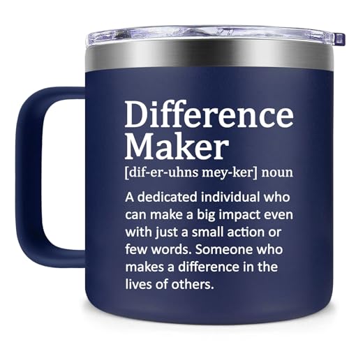 Fufendio Difference Maker Navy Blue 14oz Thank You Mug for Men - Employee & Teacher Gifts