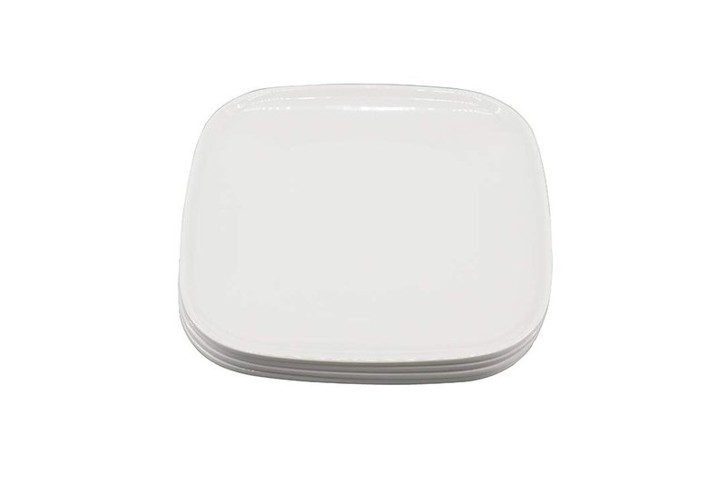 M&B GWPP Melamine Square Plates for Party, Set of 4 Dessert Salad Plates, Snacks, Appetizer Plates for restaurant indoor or outdoor picnic camping. (White)