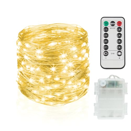 Suddus 33ft 100 LED Battery Operated Fairy Lights with Remote