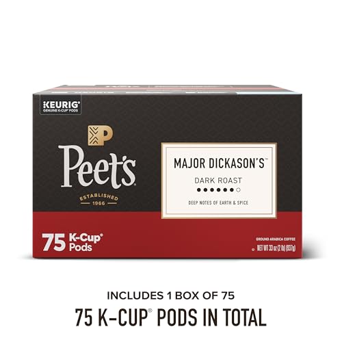 Peet's Coffee Dark Roast Major Dickason's Blend K-Cup Pods 75 Count