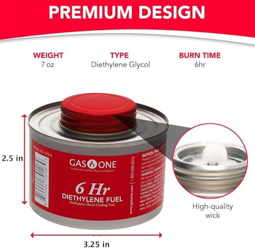 6-Hour Chafing Fuel Liquid Cans with Wick and Lid Opener 6 Pack