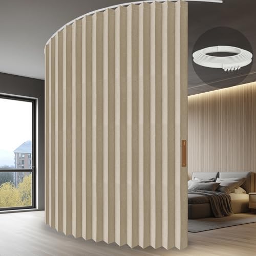 Accordion Folding Room Divider with Ceiling Track - 100" x 84" Blackout
