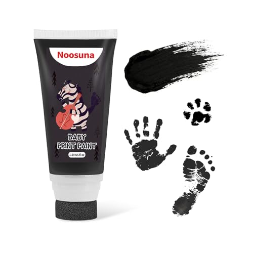 Non-Toxic Washable Baby Hand and Footprint Paint with Sponge Head - Black