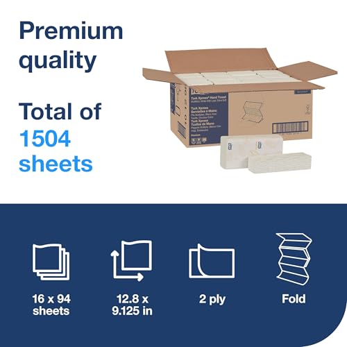 Extra Soft Multifold Paper Hand Towels, White & Blue Leaf Print, 16 Packs