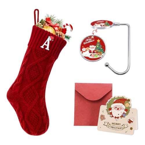 Monogram Cable Knit Christmas Stocking with Embroidered Initial - 18 Inch