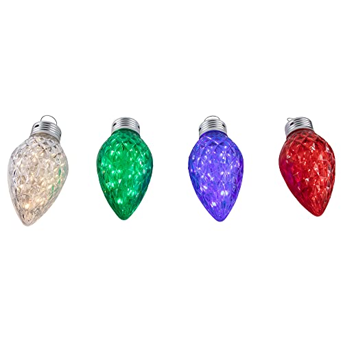 Northlight 12 ft LED C9 Faceted Twinkle Christmas Lights – Multi-Color on White Wire