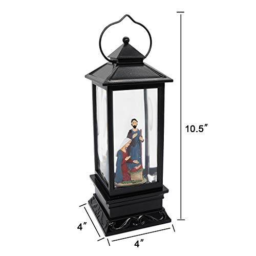 Musical Nativity Christmas Snow Globe Lantern with 6-Hour Timer & USB