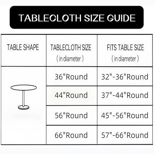 Round Vinyl Fitted Tablecloth with Flannel Backing & Elastic Edge (37"-44")