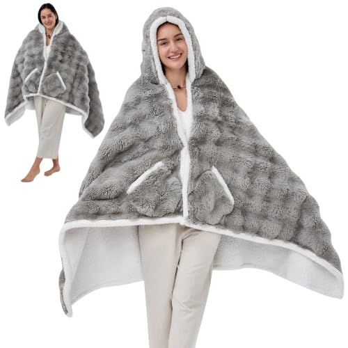 IFNOW Wearable Blanket with Sleeves for Women, Oversized Snuggle Robe - Lightgrey-4070