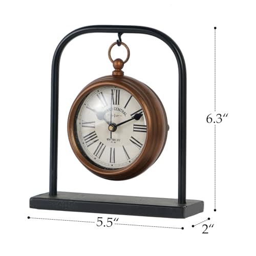 Nikky Home Small Vintage Desk Clock - Silent Retro Bronze Table Clock