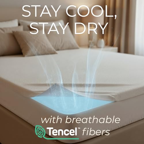 King Size Waterproof Mattress Protector - Cooling Tencel Deep Pocket Cover