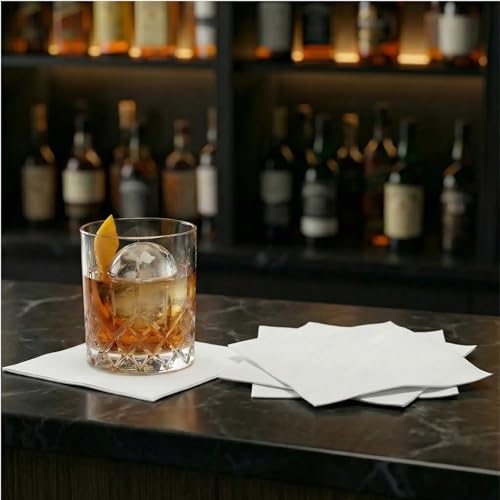 Disposable Linen-Like Cocktail Napkins - 100 Count Premium Beverage Napkins
