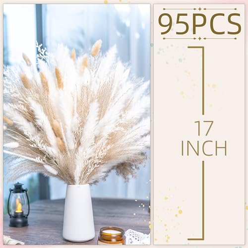 95-Piece Natural Dried Pampas Grass Bouquet for Boho Home Decor