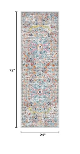 2x6 Washable Boho Hallway Runner Rug, Non-Slip Faux Wool Kitchen Mat