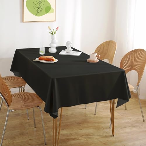 12 Pack Black 54 x 108in Disposable Tablecloths - Waterproof, Leakproof & Sturdy Plastic Rectangle Table Covers