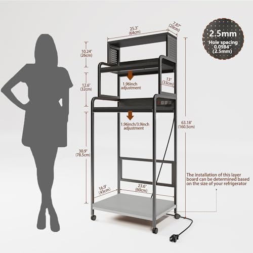 Mini Fridge Stand with Storage & Pegboard - Kitchen, Office, Dorm Organizer