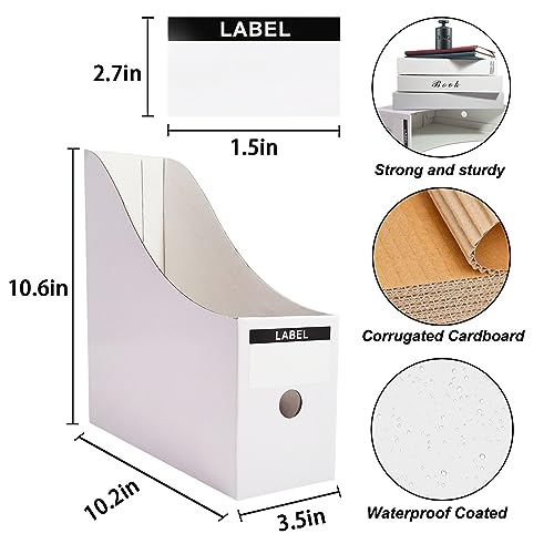 24 Pack White Cardboard Magazine File Holders for Desk and Shelves
