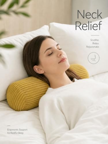 Corduroy Lumbar Pillow - 6x14 Inch Neck Roll for Support