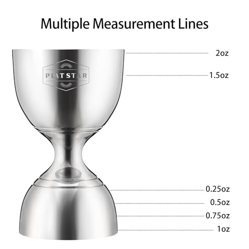 Plat Star Stainless Steel Double Jigger for Bartending, 1 oz & 2 oz Liquor Measuring Tool
