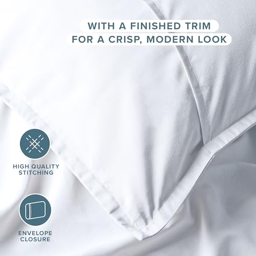 Euro Pillow Sham Covers Set of 2, Ultra-Soft Brushed Fabric, White 26x26