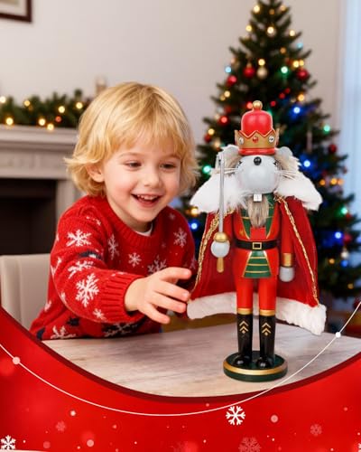 12-Inch Mouse King Nutcracker with 12 Nutcracker Ornaments - Anwenk Christmas Decor