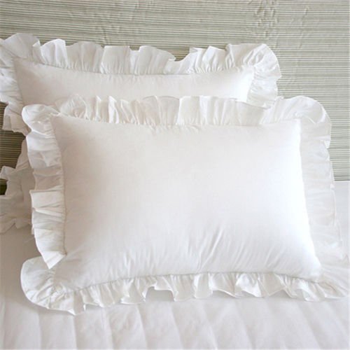 Ruffle Edge Pillow Shams Set of 2, 20x30 Inch Cotton Decorative Pillow Covers