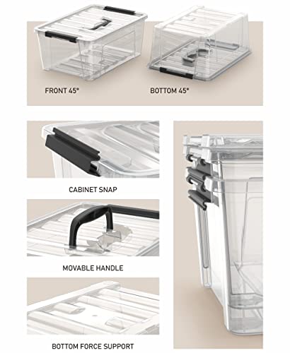 Clear Plastic Storage Bins with Lids and Handles 5-Quart 6-Pack