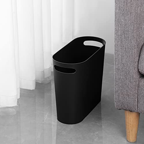3.5 Gallon Slim Plastic Trash Can with Built-In Handles for Narrow Spaces