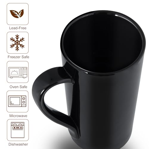 YINUOWEI Black 2-Pack 20oz Ceramic Coffee Mugs Set Large Tall with Handle